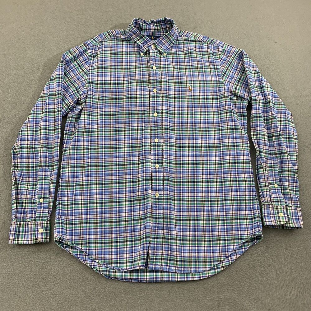 Polo Ralph Lauren Button Down Shirt Mens Large Nude Pony Plaid Cotton